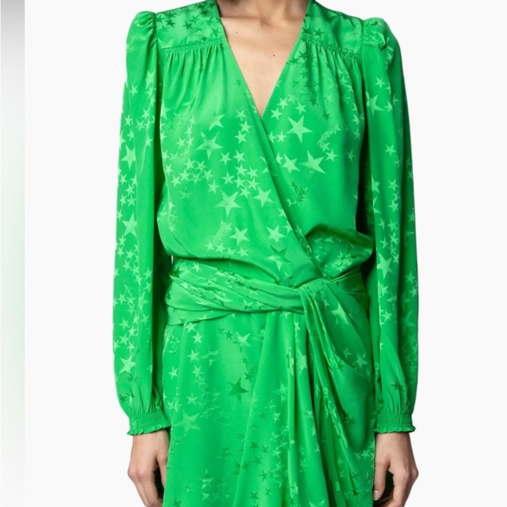 Zadig & Voltaire Jacquard-Star Wrap Minidress (RECOL JAC STARS in POMME)